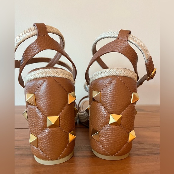 Valentino Roman Rockstud Quilted Espadrille Wedge Sandals sz EU42 - Picture 2 of 13